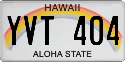 HI license plate YVT404