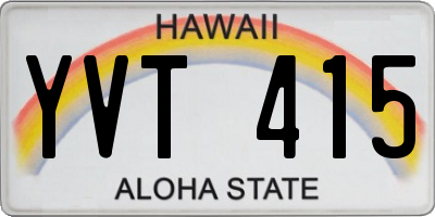 HI license plate YVT415