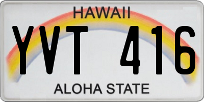 HI license plate YVT416