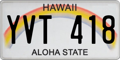 HI license plate YVT418