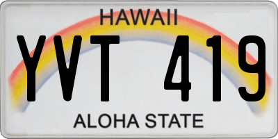 HI license plate YVT419