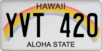 HI license plate YVT420