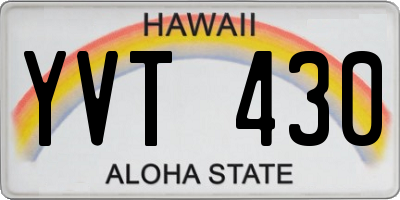 HI license plate YVT430