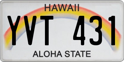 HI license plate YVT431