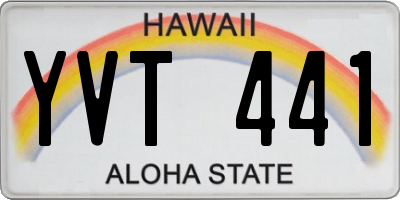 HI license plate YVT441