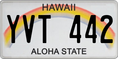 HI license plate YVT442