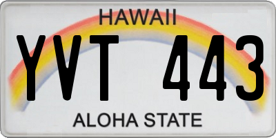 HI license plate YVT443