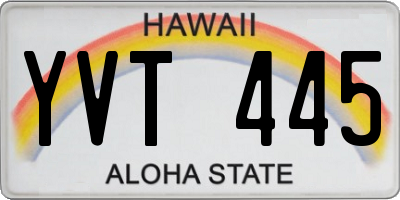 HI license plate YVT445