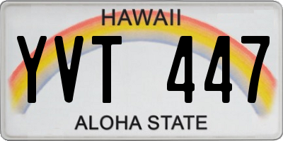 HI license plate YVT447
