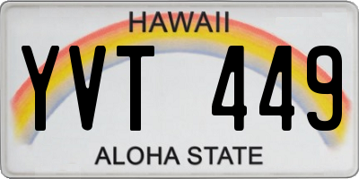 HI license plate YVT449
