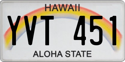 HI license plate YVT451
