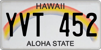 HI license plate YVT452