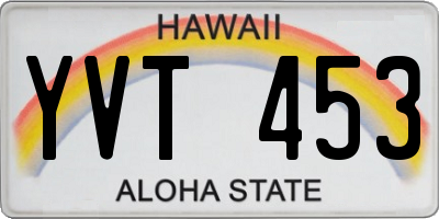 HI license plate YVT453