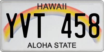 HI license plate YVT458