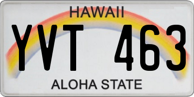 HI license plate YVT463