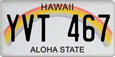 HI license plate YVT467