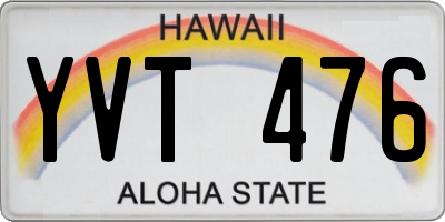 HI license plate YVT476