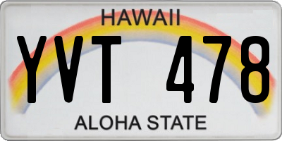 HI license plate YVT478