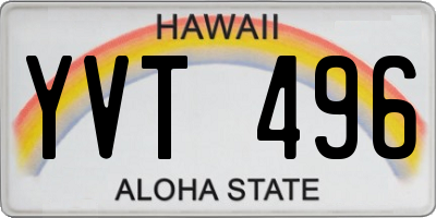 HI license plate YVT496
