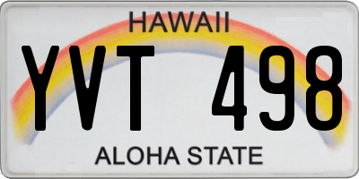 HI license plate YVT498
