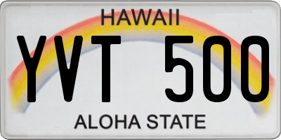 HI license plate YVT500