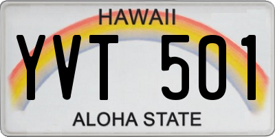 HI license plate YVT501