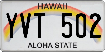 HI license plate YVT502