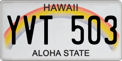 HI license plate YVT503