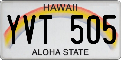 HI license plate YVT505