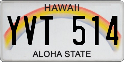 HI license plate YVT514
