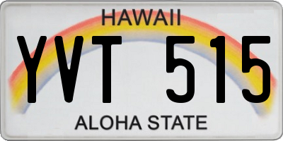 HI license plate YVT515