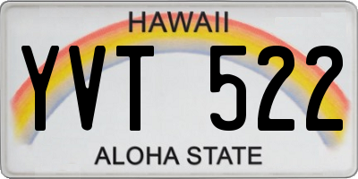 HI license plate YVT522