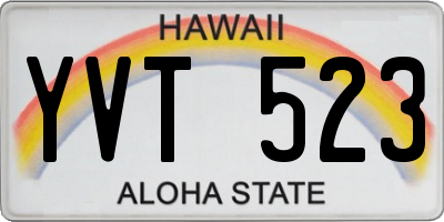 HI license plate YVT523