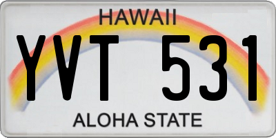 HI license plate YVT531