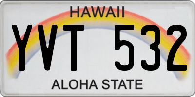 HI license plate YVT532