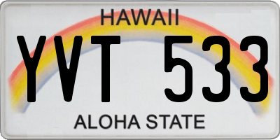 HI license plate YVT533