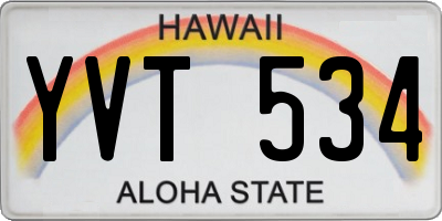 HI license plate YVT534