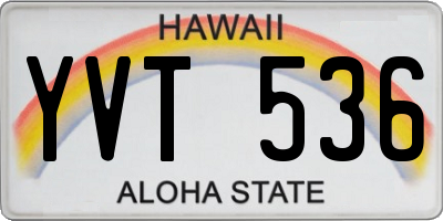 HI license plate YVT536
