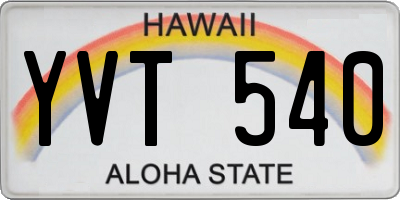HI license plate YVT540