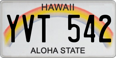 HI license plate YVT542