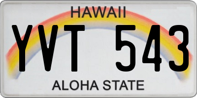 HI license plate YVT543