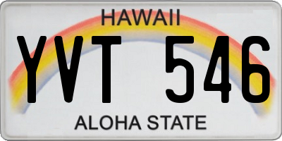 HI license plate YVT546