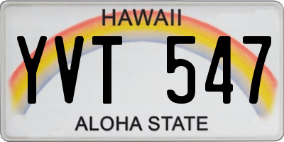 HI license plate YVT547