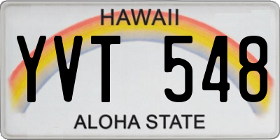 HI license plate YVT548