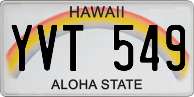 HI license plate YVT549