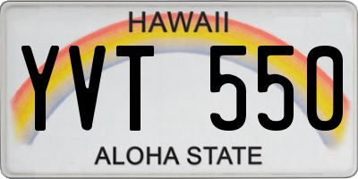 HI license plate YVT550