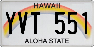 HI license plate YVT551