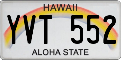 HI license plate YVT552