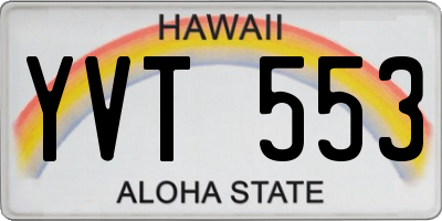 HI license plate YVT553