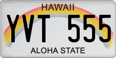 HI license plate YVT555